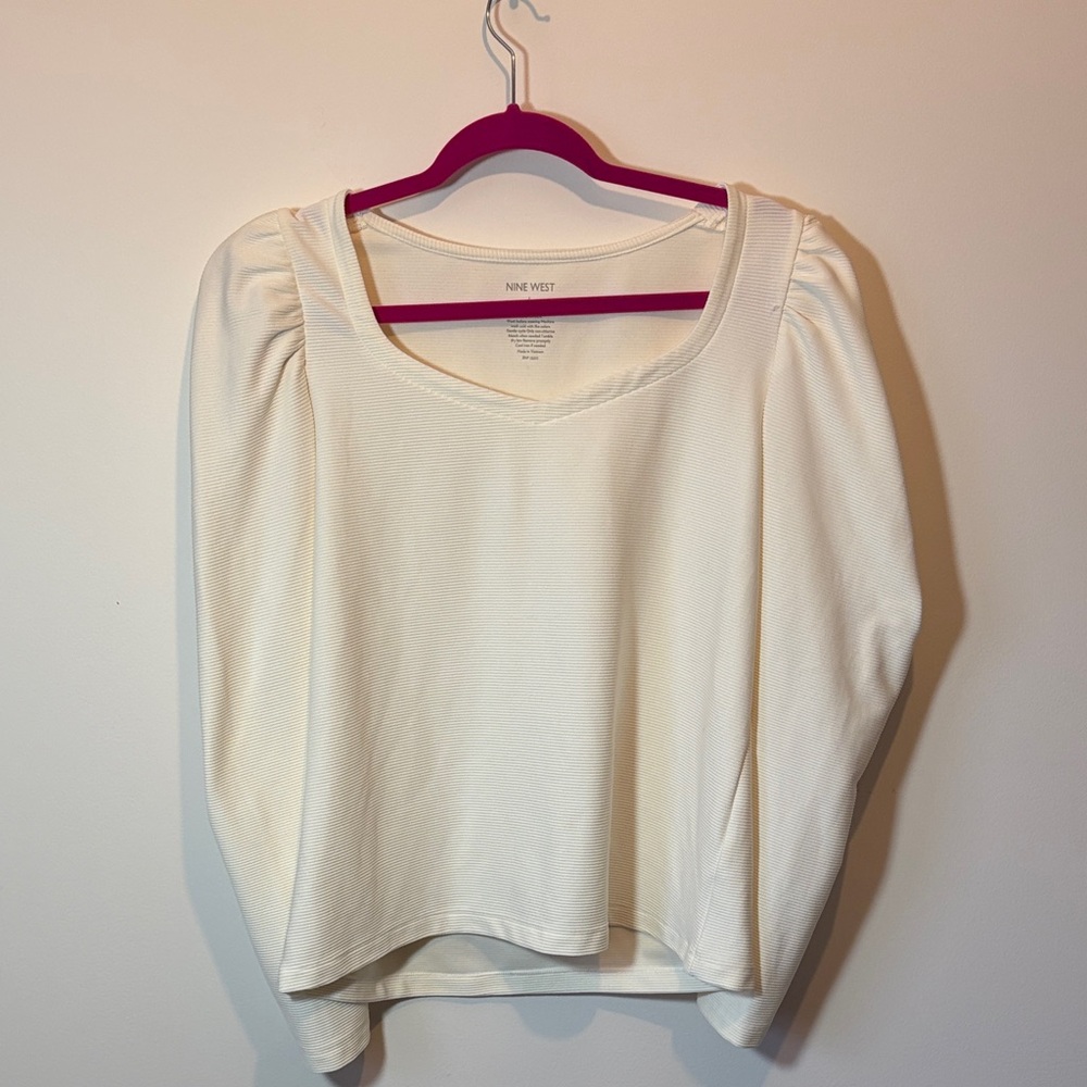 Nine West Off-White Long Sleeve Top